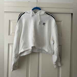 Adidas White Apparel with Logo crop hoodie